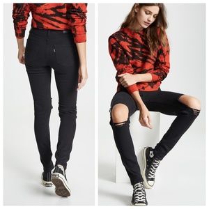 Levi's 721 Black Destroyed High Rise Skinny Jeans Size 26 (New with Tags)
